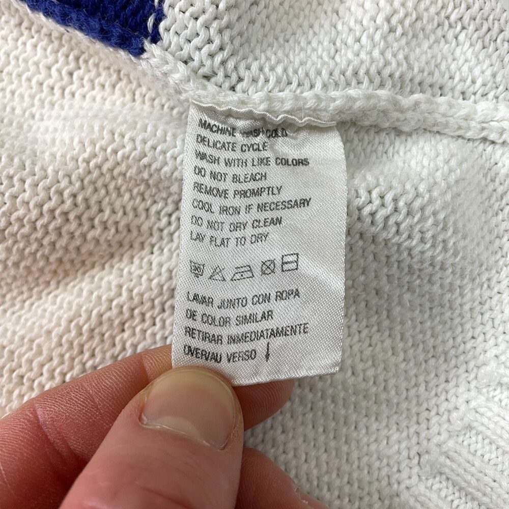 Elisabeth Liz Claiborne Cardigan Sweater Womens 3X White Blue Check Knit Vintage - Picture 8 of 13